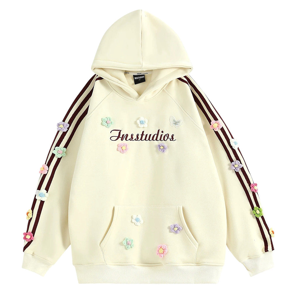 FLORAL STRIPE HOODIE: BLOKETTE AESTHETIC HOODIE