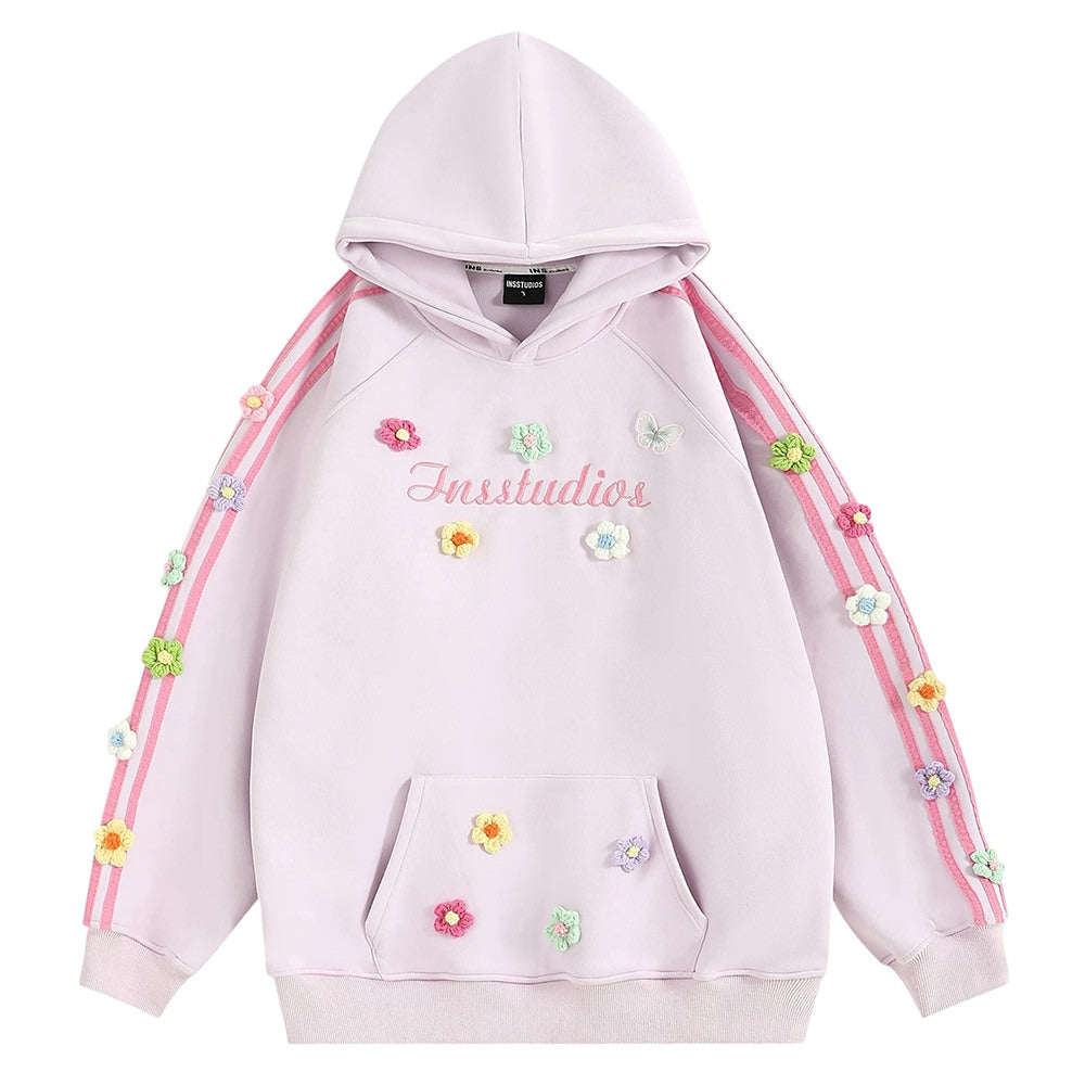 FLORAL STRIPE HOODIE: BLOKETTE AESTHETIC HOODIE