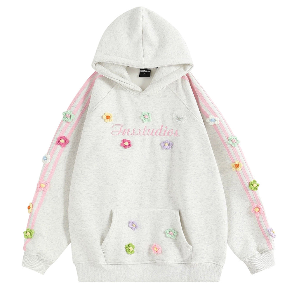FLORAL STRIPE HOODIE: BLOKETTE AESTHETIC HOODIE
