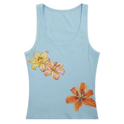 FLORAL TANK TOP LIGHT BLUE COCONUT GIRL AESTHETIC
