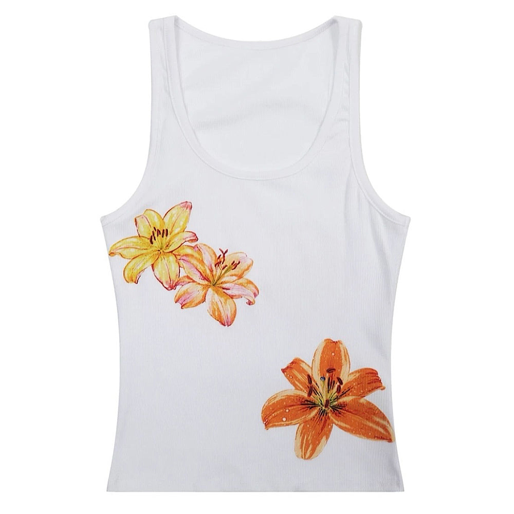 FLORAL TANK TOP LIGHT BLUE COCONUT GIRL AESTHETIC