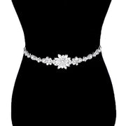 Flower Centered Sash Ribbon Bridal Wedding Belt Headband
