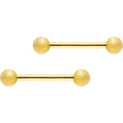 Gold Color PVD Sandblasted Barbell Nipple Ring Set