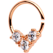 16G Clear CZ Rose Gold Tone Triple Triangle Circular Ring