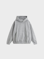GRAY FOUR-BUTTON FLEECE HOODIE