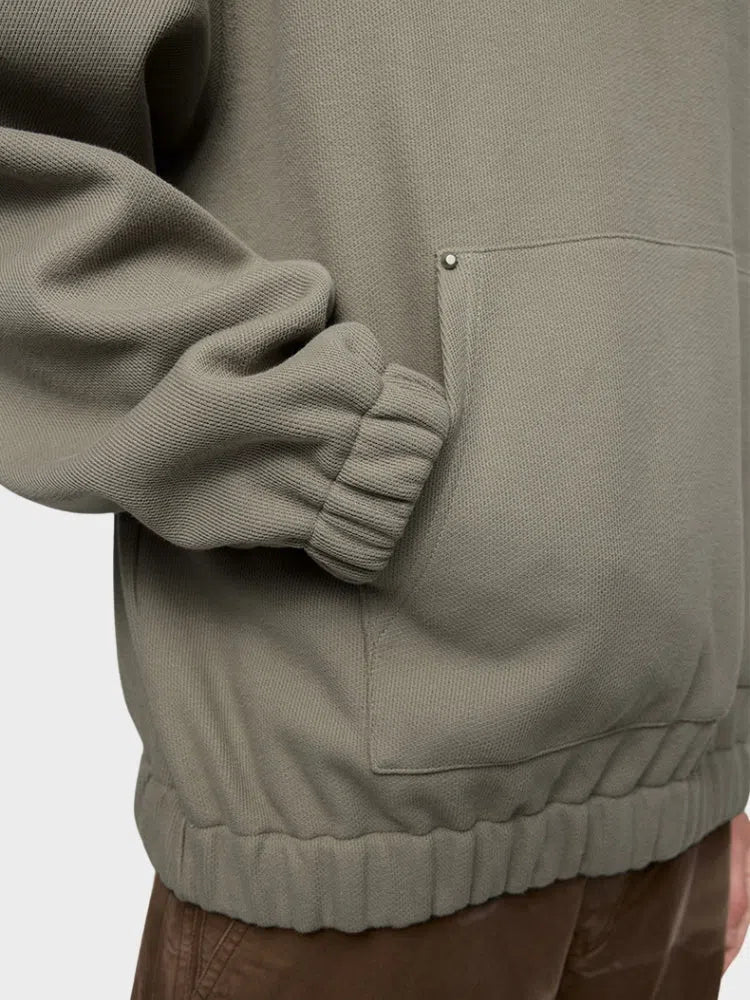 GRAY FOUR-BUTTON FLEECE HOODIE