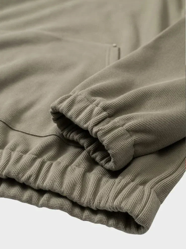 GRAY FOUR-BUTTON FLEECE HOODIE