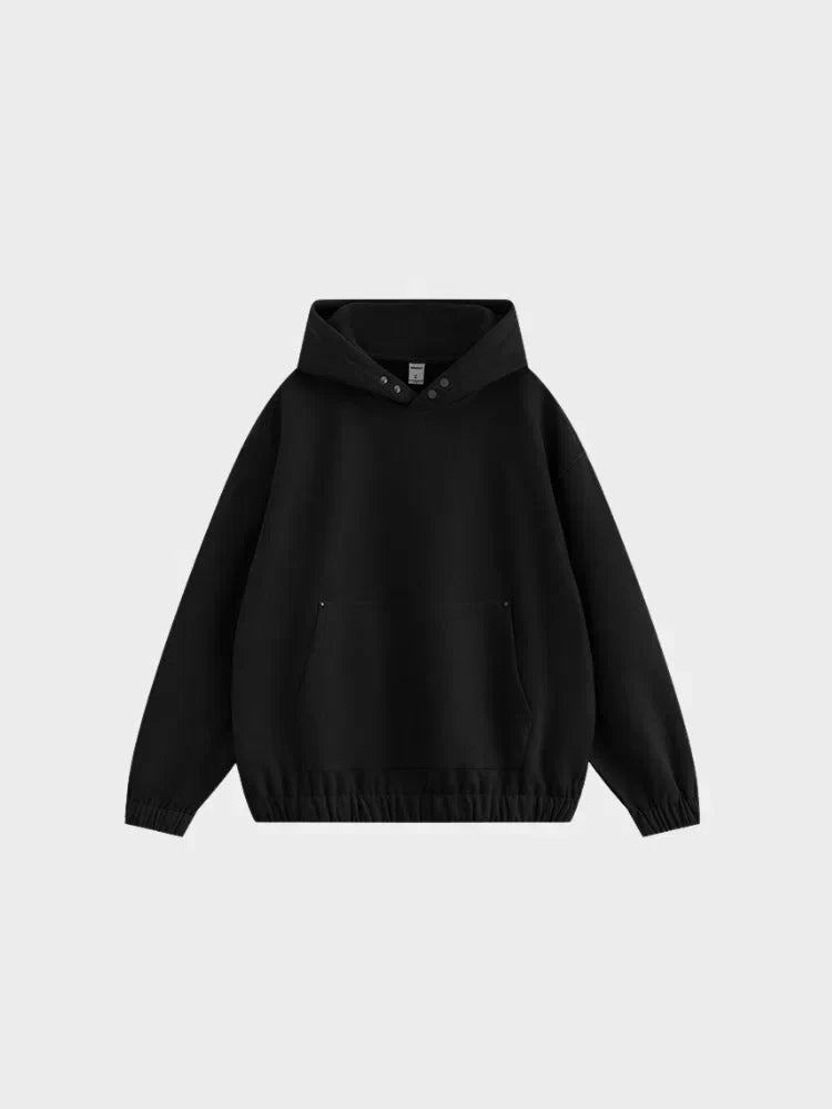 GRAY FOUR-BUTTON FLEECE HOODIE
