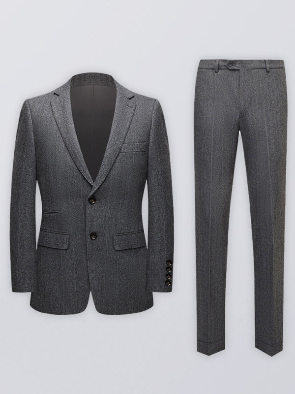 Four Seasons Lapel Collar Solid Wool Regular Sleeve Coat - Grey / M