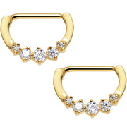 Clear Gold PVD Glam Nipple Clicker Set Created with Crystals