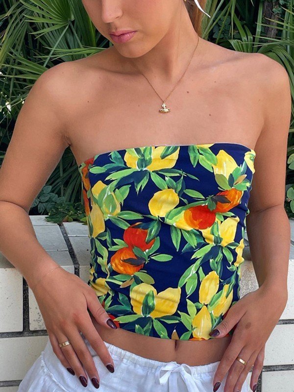 FRUIT PATTERN TUBE TOP FOR SUMMER WARDROBE ESSENTIALS