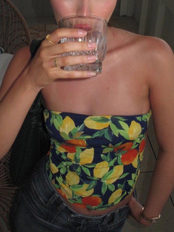 FRUIT PATTERN TUBE TOP FOR SUMMER WARDROBE ESSENTIALS
