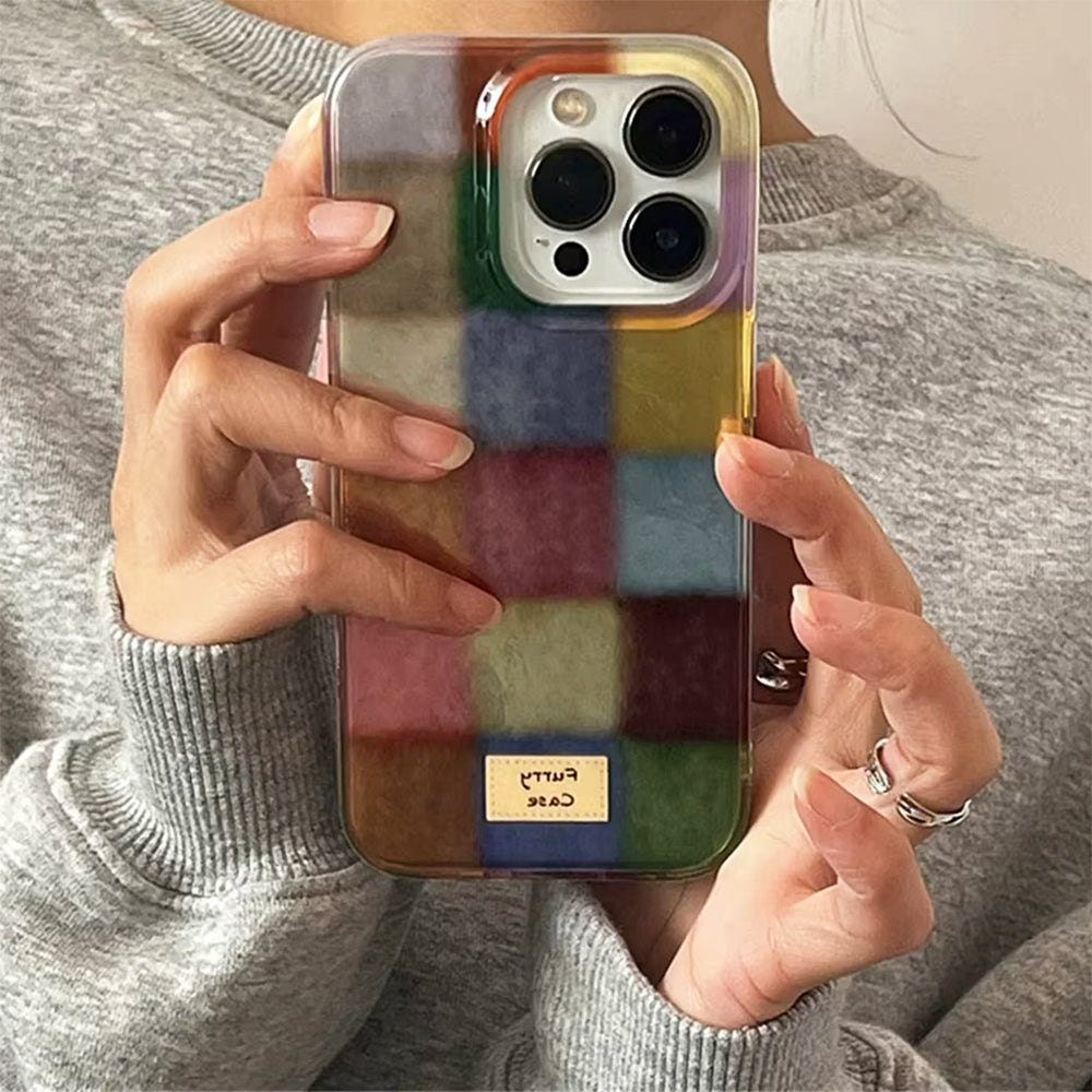 FURRY PLAID IPHONE CASE GRANDMA AESTHETIC PLAID
