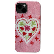 FUZZY PINK HEART IPHONE CASE