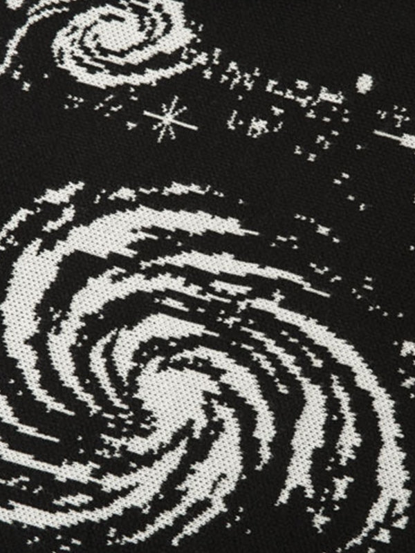 GALAXY SWEATER WITH SWIRL PRINT DESIGN IN BLACK AND WHITE