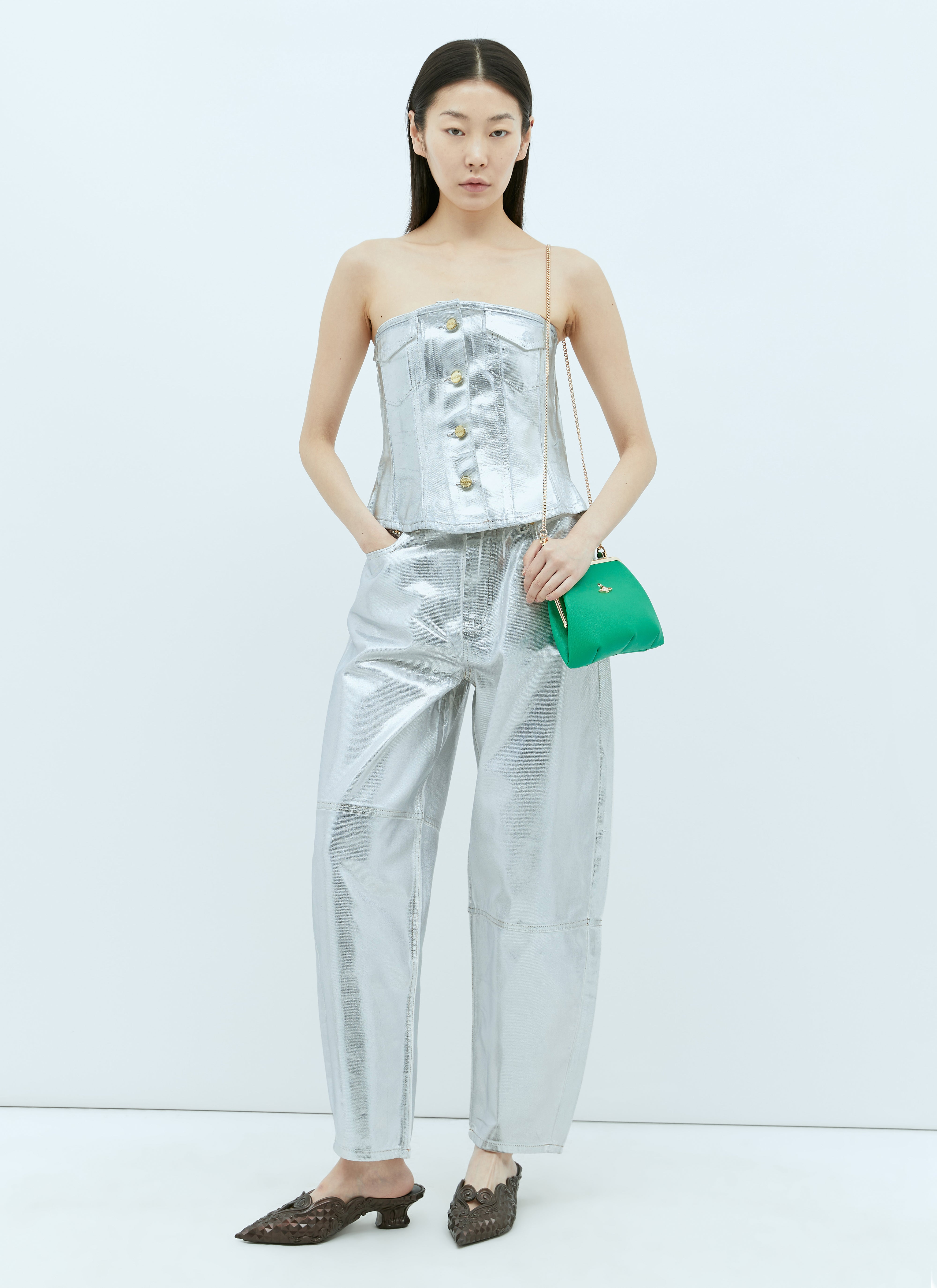 Ganni Women Foil Denim Corsage