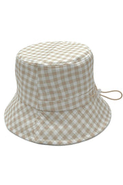 GINGHAM PATTERN DARW STRING BUCKET HAT