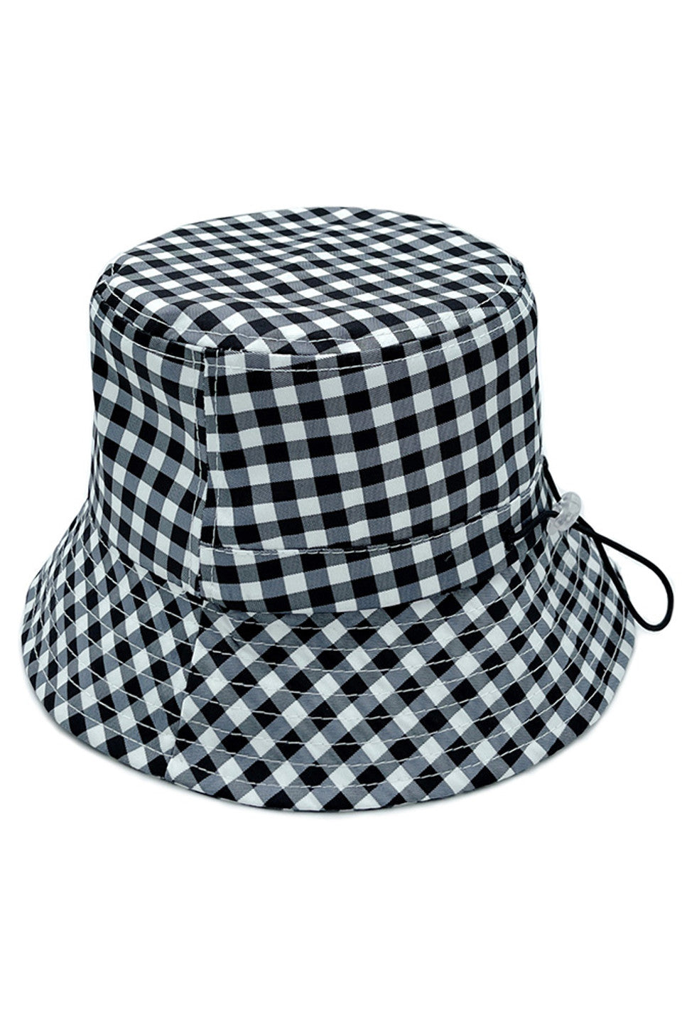 GINGHAM PATTERN DARW STRING BUCKET HAT