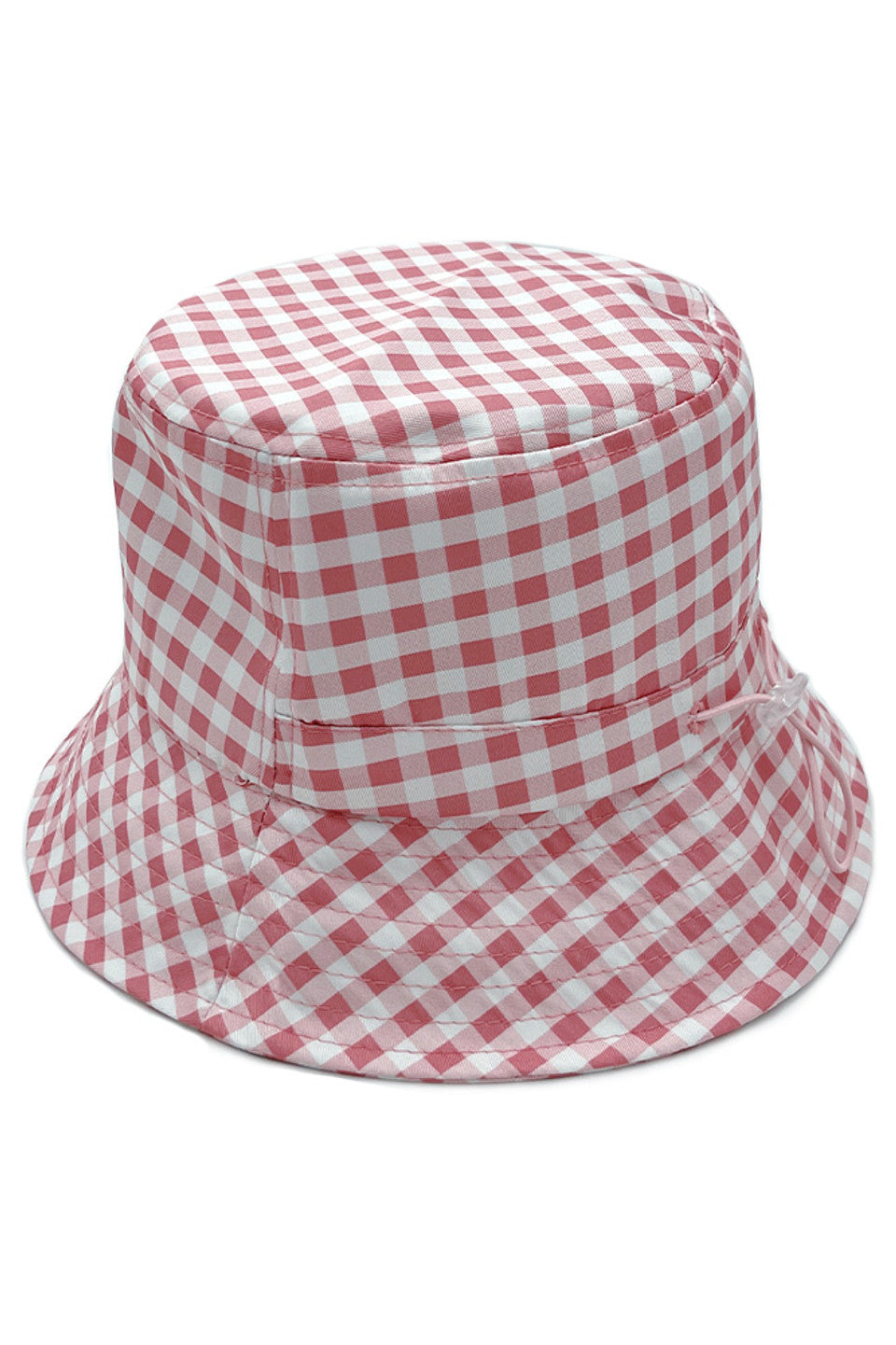 GINGHAM PATTERN DARW STRING BUCKET HAT