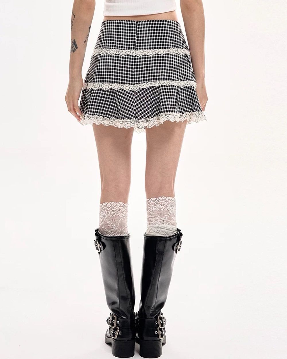 GINGHAM PICNIC MINI SKIRT CHARMING GINGHAM RUFFLE