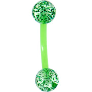 16G 5/16 Green Glitter Burst Curved Eyebrow Ring