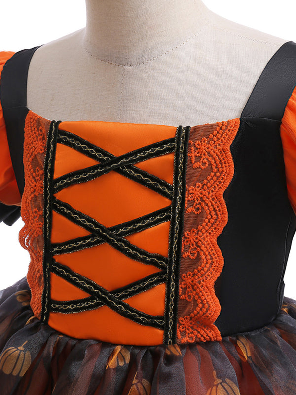Girls’ Halloween Pumpkin Witch Dress