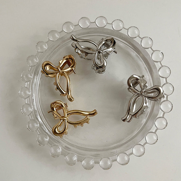 GOLD BOW HAIR CLAW CLIPS, MINI BOW HAIR, TWO PIECE SET