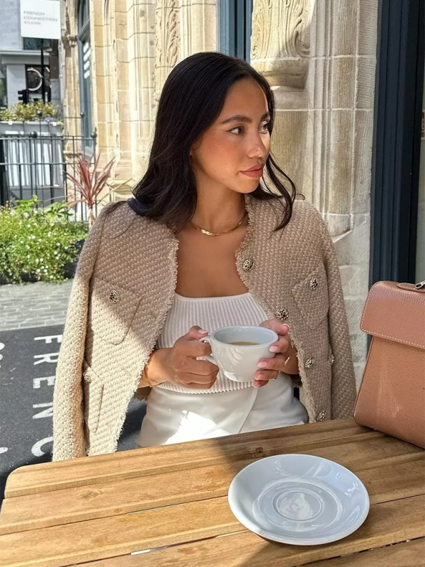 Gold Button Slub Jacket - Cracker khaki / XS