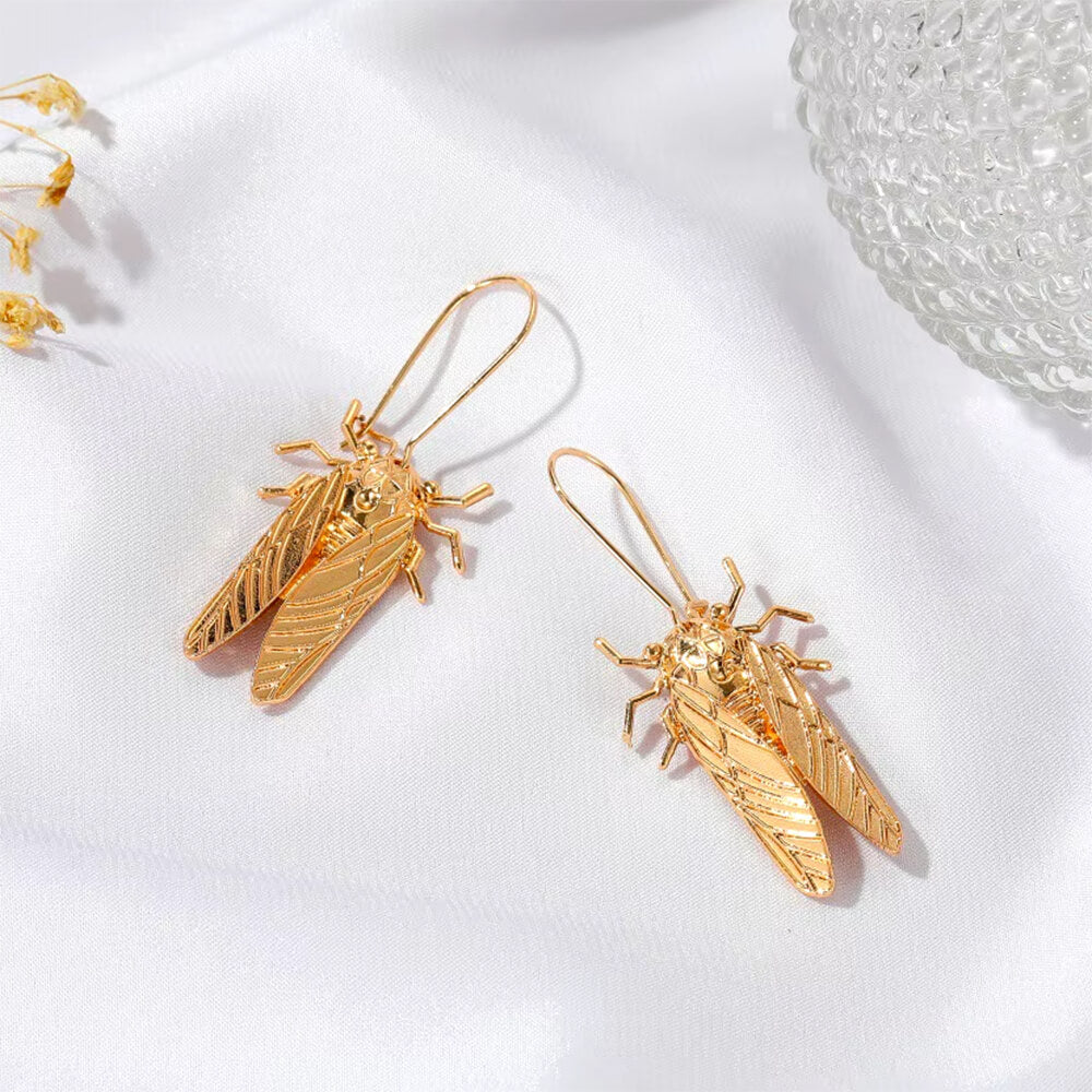 GOLD CICADA EARRINGS ZINC ALLOY SPECIAL OCCASIONS