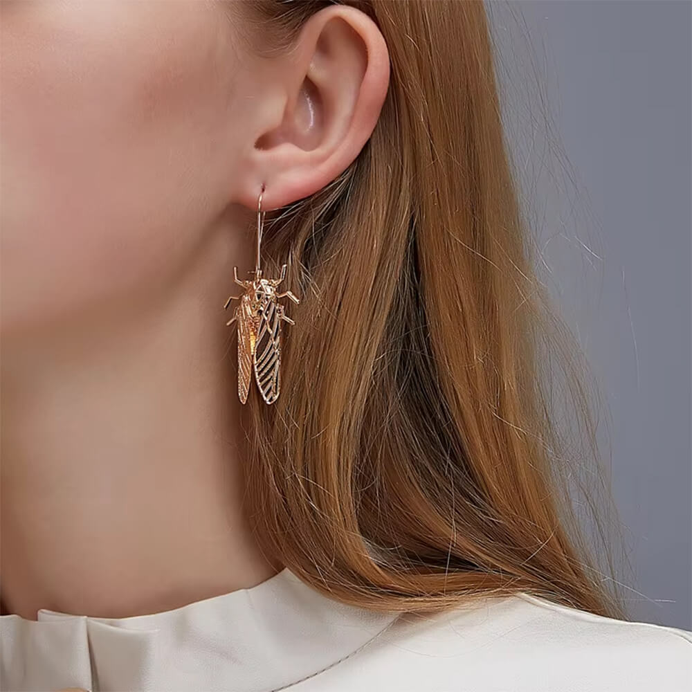 GOLD CICADA EARRINGS ZINC ALLOY SPECIAL OCCASIONS