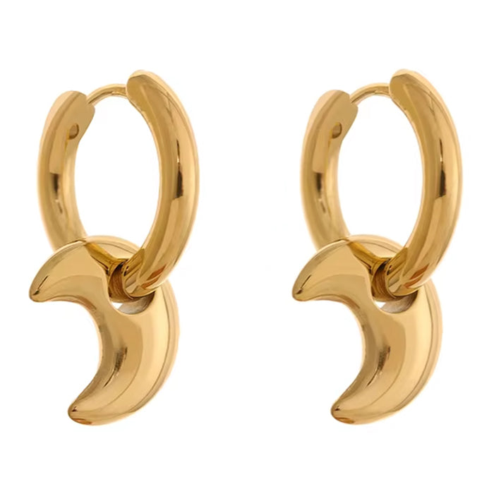 GOLD CRESCENT MOON DROP EARRINGS