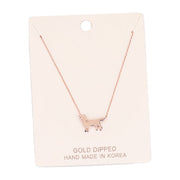 Gold Dipped Dachshund Heart Charm Dog Detailed Necklace