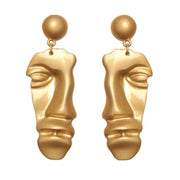 GOLD FACE EARRINGS ARTSY FACE VINTAGE AESTHETIC