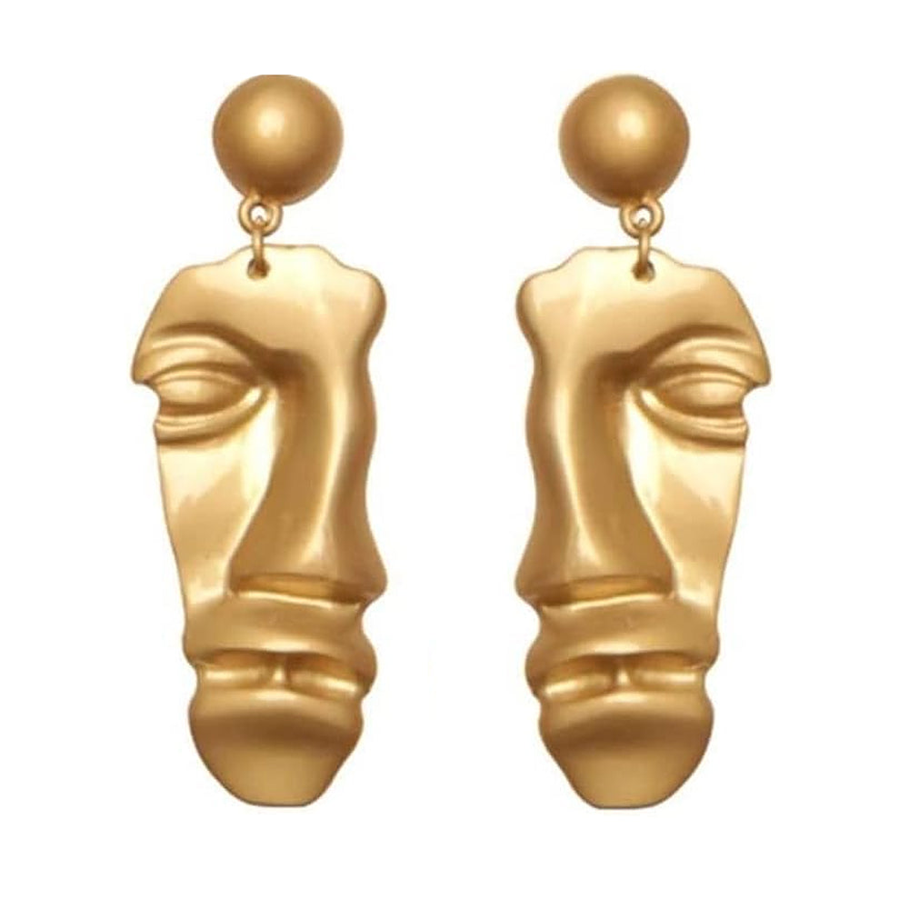 GOLD FACE EARRINGS ARTSY FACE VINTAGE AESTHETIC