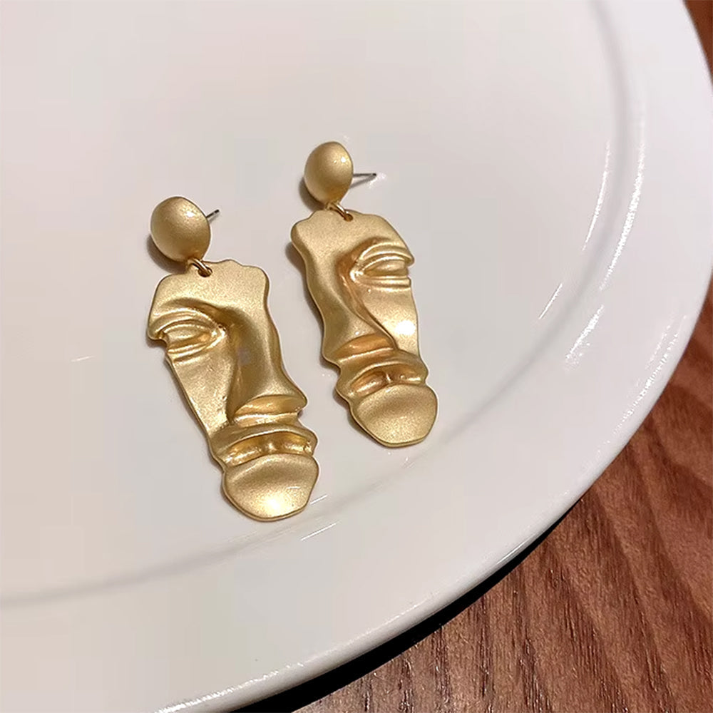 GOLD FACE EARRINGS ARTSY FACE VINTAGE AESTHETIC