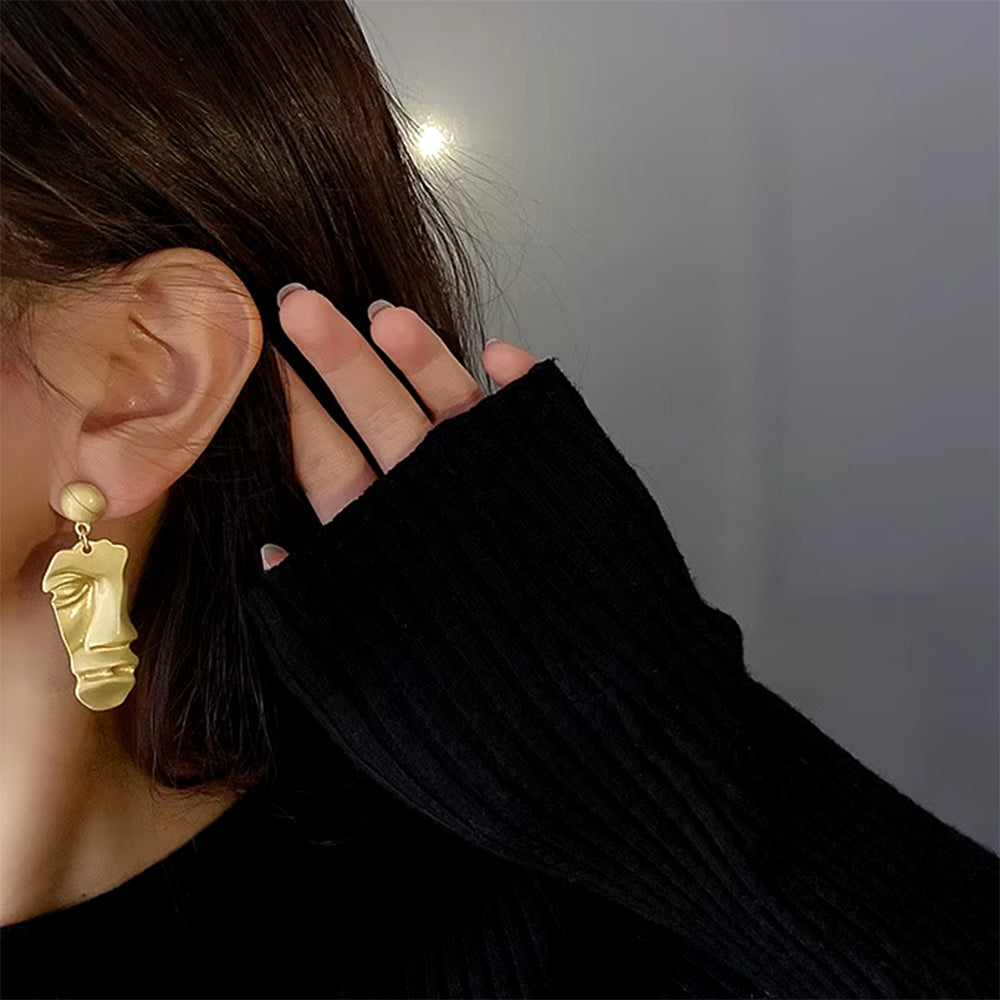 GOLD FACE EARRINGS ARTSY FACE VINTAGE AESTHETIC