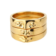 GOLD FACE RING SET ABSTRACT FACE