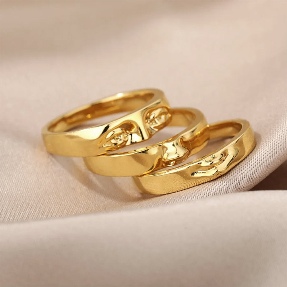 GOLD FACE RING SET ABSTRACT FACE