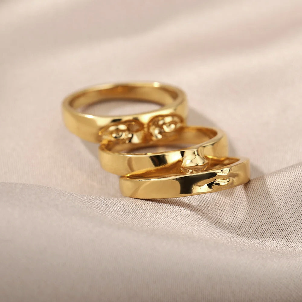 GOLD FACE RING SET ABSTRACT FACE