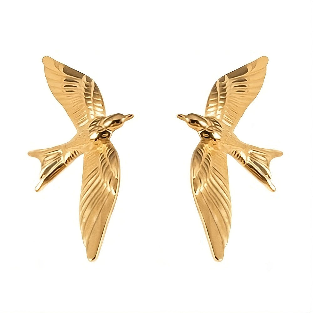 GOLD FLYING BIRD AESTHETIC EARRINGS PAIR
