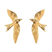 GOLD FLYING BIRD AESTHETIC EARRINGS PAIR