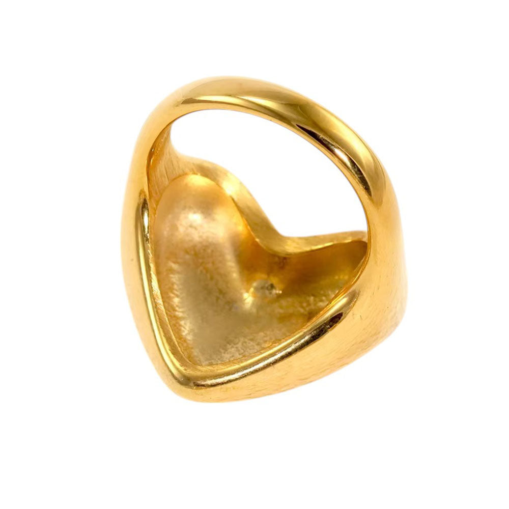 GOLD HEART RING CHUNKY HEART GOLD ZINC ALLOY