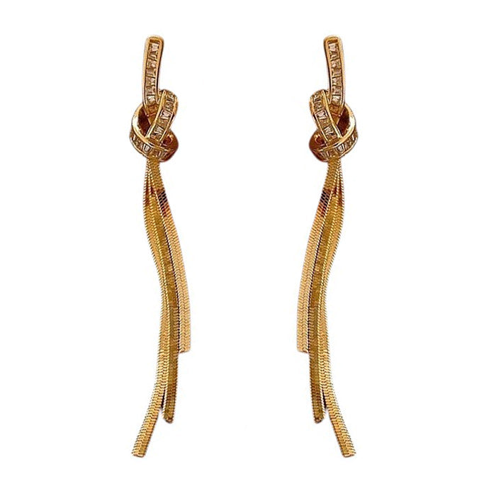 GOLD KNOT TASSEL EARRINGS MINIMALIST KNOT EARRING