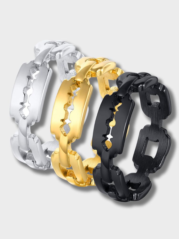 GOLD RAZOR BLADE RING FOR SAFE CUTTING TASKS