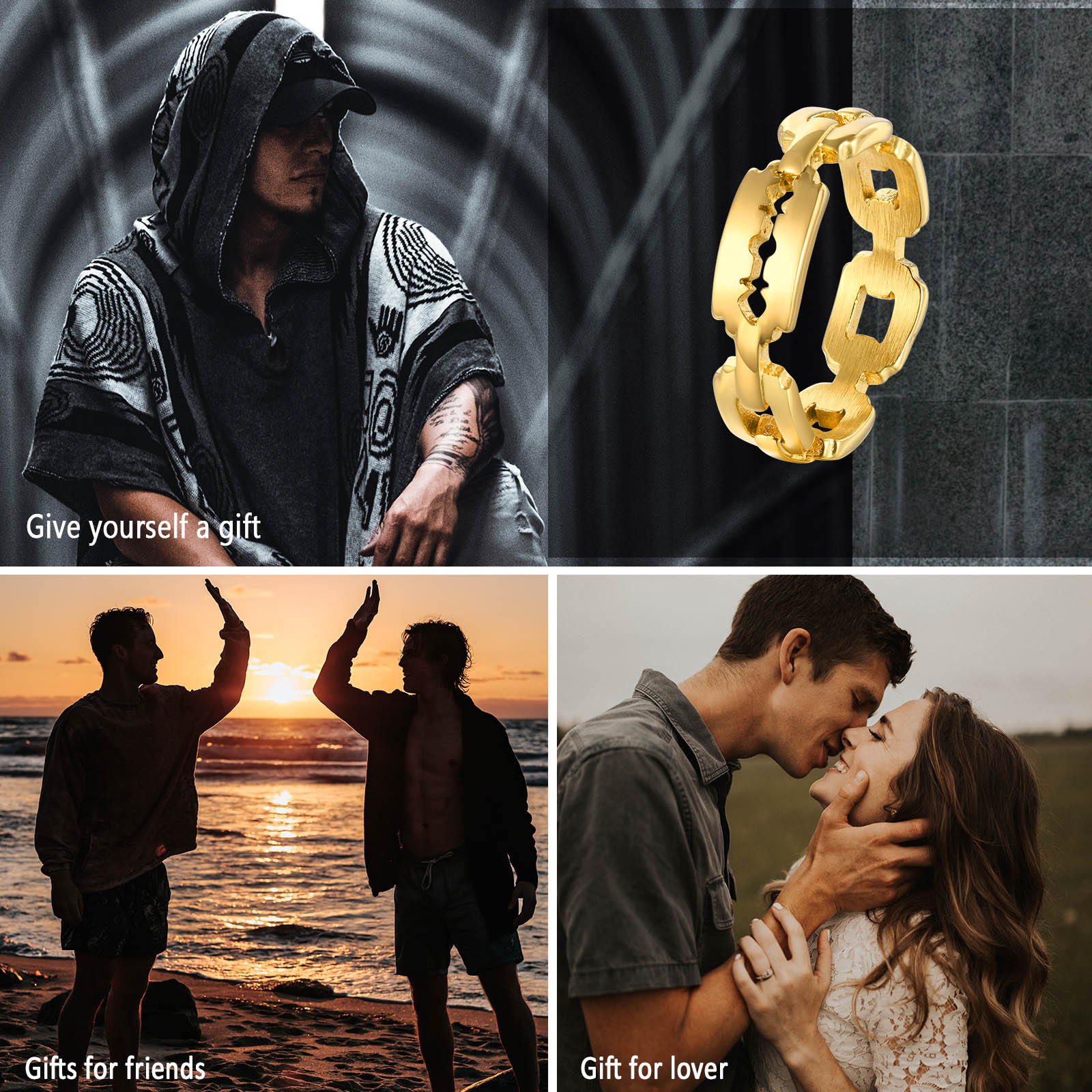 GOLD RAZOR BLADE RING FOR SAFE CUTTING TASKS