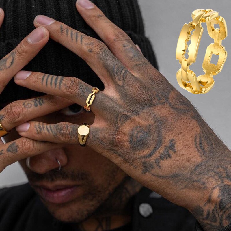 GOLD RAZOR BLADE RING FOR SAFE CUTTING TASKS