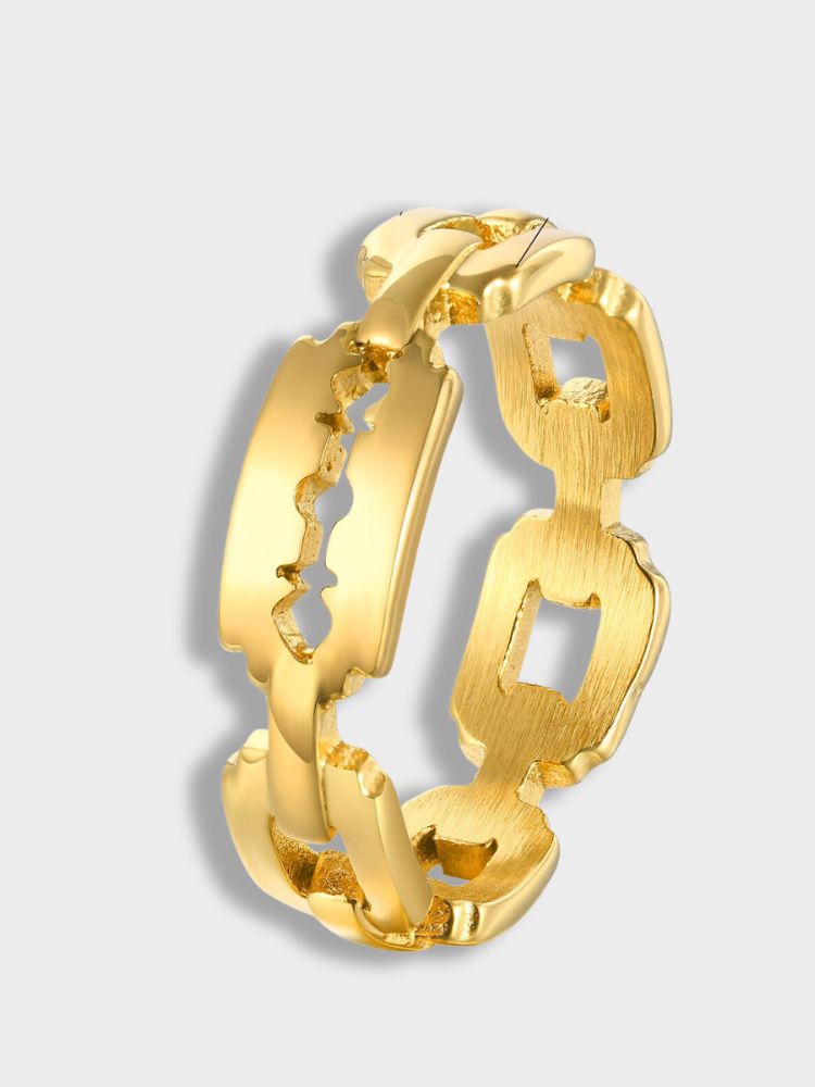 GOLD RAZOR BLADE RING FOR SAFE CUTTING TASKS