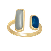 GOLD RING AZURE GRAY STONE