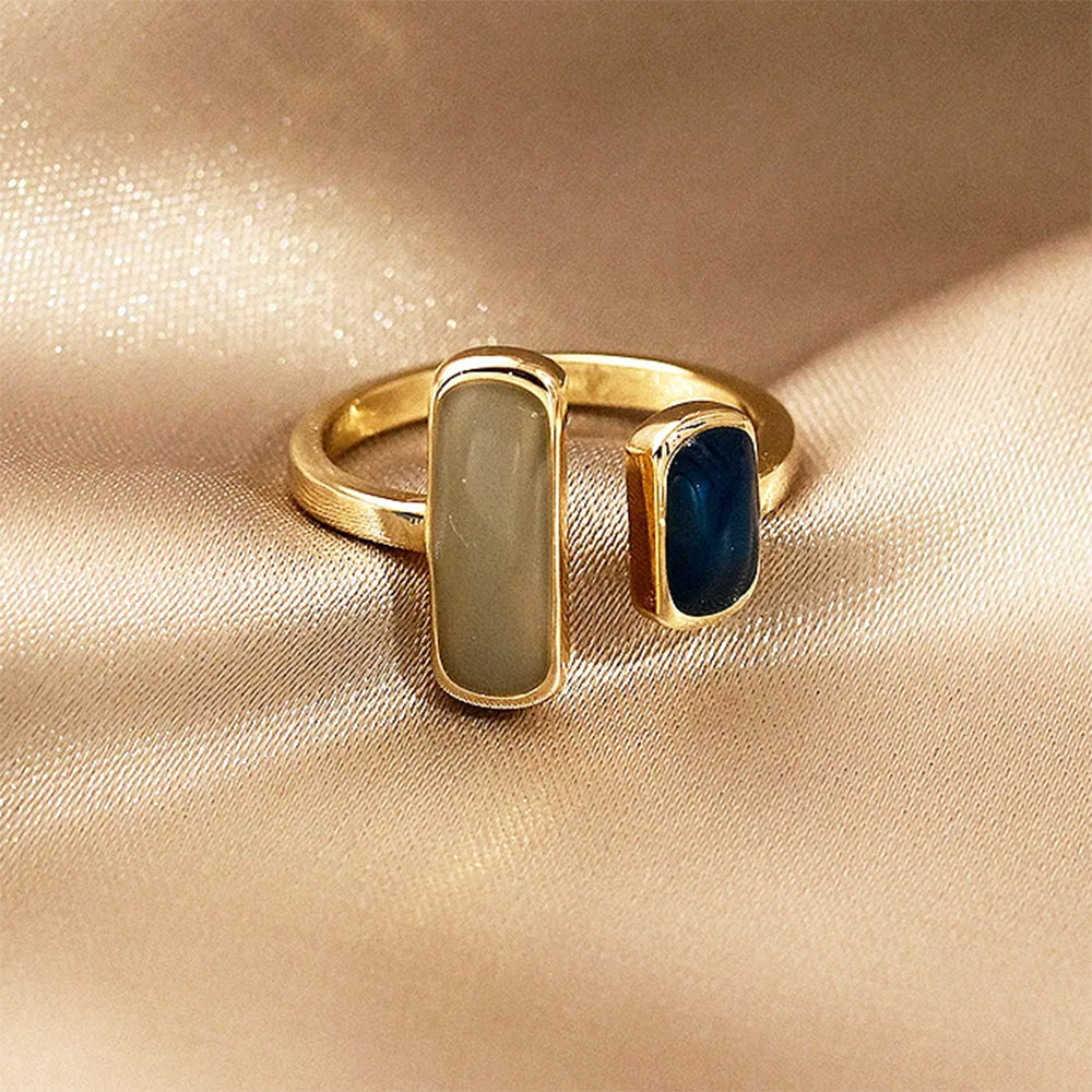GOLD RING AZURE GRAY STONE
