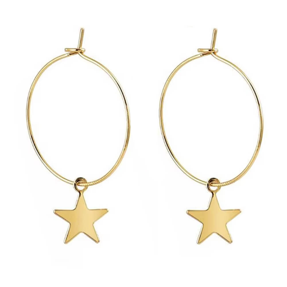 GOLD STAR GIRL HOOP EARRINGS ZINC ALLOY